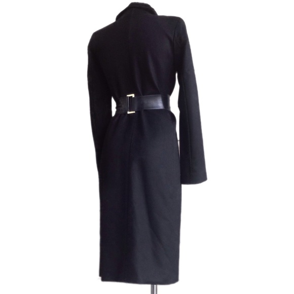 Black Wool Designer Coat - Picture 7 of 8